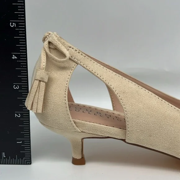 Journee Collection Bindi Nude Kitten Heel Bow and Tassels Side‎ Cutouts Pump 11 - Picture 12 of 16